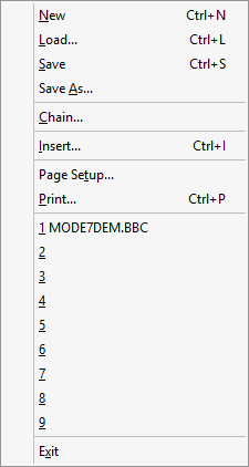 File menu